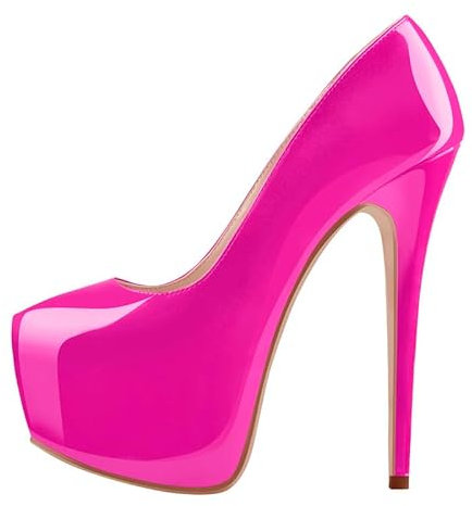VERISSON Escarpins classiques à talons hauts à enfiler pour femme, rose bonbon, 41 EU