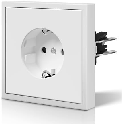 BSEED Steckdose mit Krallen, Matt Wandsteckdose Unterputz, Einbausteckdose mit Kindersicherung, Nur Horizontale Montage, C-Serie,1 Fach,80mm Weiß