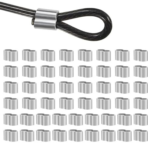 50 morsetto per fune da 6 mm, morsetti a pressione, doppio manicotto, per corda in alluminio, espansione, fune metallica