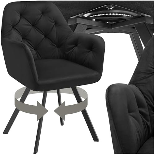 tectake® Chaise pivotante de Salle à Manger Moderne Fauteuil Salon Chaise Ergonomique Rembourrée Confortable Chaise Design Meuble Salon pour Salle à Manger, Salon, Coiffeuse, Chambre, Cuisine