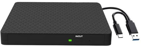 Lecteur CD/DVD Externe pour PC USB 3.0 Type C Graveur CD ROM +/-RW Drive Mince DVD Player Enregistreur RW/ROM Transmission Rapide pour Windows 11/10/8/7 Mac OS Linux Laptop PC Desktops