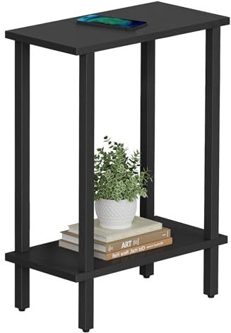 TUTOTAK Small Side Table, Narrow End Table, Skinny Sofa Table, Slim Nightstand, Living Room, Bed Room, Black TB01BK062EU