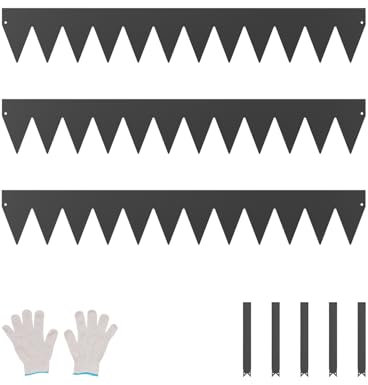 VEVOR Borde de Acero Galvanizado para Paisajismo, 1016 x 152 x 1,5 mm, 3 Piezas de Borde de Metal Resistente a la Oxidación, Divisor de Camino de Jardín para Parterres de Flores, Césped, Negro