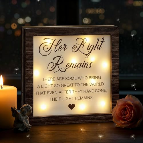 RattanView Loss Sympathy Gift Women Her Light Remains LED Sign