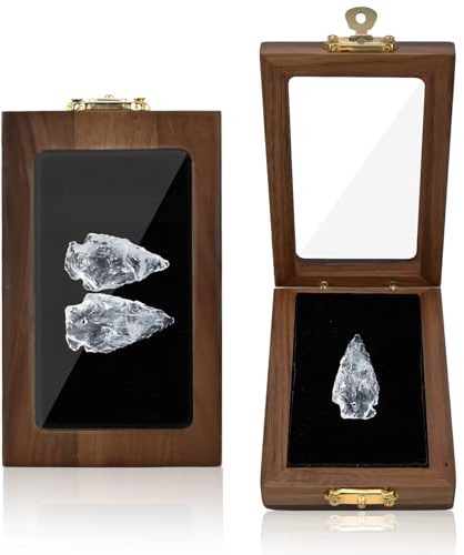 Arrowhead Display Case,100%Walnut Wood Shadow Box for Arrowheads Collection,Handmade Small Arrowhead Display Box for Military Coins, Crystals,Arrowhead Display for Arrowhead Enthusiast,4.53x2.75x1In