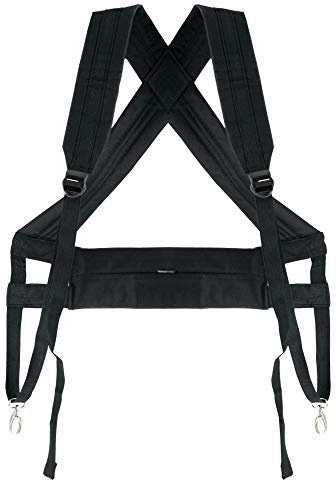 XDrum Djembe Gurt Pro (Schultergurt zum Umhängen von Djemben, mit 2 Metallkarabinern, längenverstellbar von 45 bis 92 cm, zusätzlicher Gurt entlastet Schultergürtel) schwarz