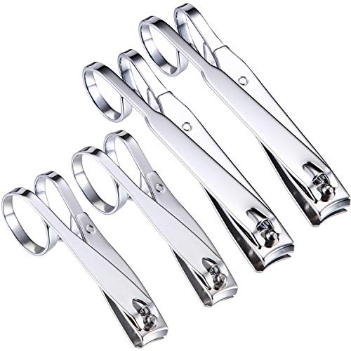 Mudder 4 Pack EZ Grip Nail Clipper Set Sharp Stainless Steel Fingernail and Toenail Clipper Cutters Trimmer Long Handle Travel Nail Kit for Men Women(Easy Grip Style)