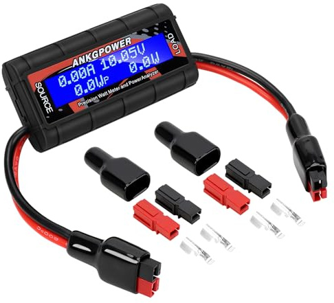 ANKG 150A Watt Meter Power Analyzer, High Precision RC with Digital LCD Screen&2 Sets of 45amp Power Pole Connectors for Voltage (V) Current (A) Power (W) Charge(Ah) and Energy (Wh) Measurement