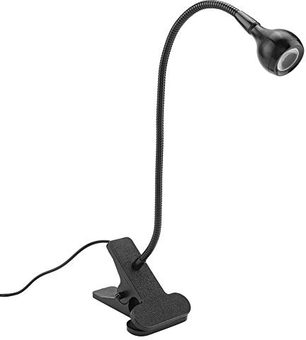 Lámpara de Lectura LED con Pinza, Regulable, para Escritorio, Libro, Cama, Oficina, Negro
