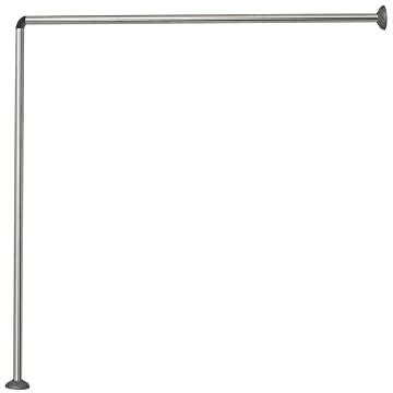 Vetrineinrete® Bastone per tenda doccia universale regolabile angolare con aste 90 cm argento o bianca asta per tende (Argento)