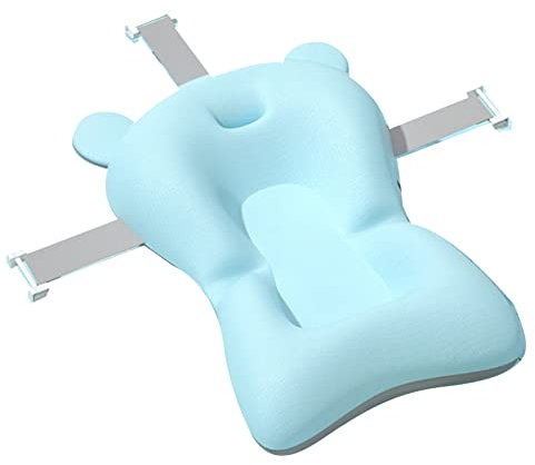 Cojin Bañera Bebe, Evita Resbalones Reductor BañeraBbebe Suave Ajustable Asiento Bañera Bebe Ligero Secado rápido Adaptador Bañera Bebe Plegable Bebé Ducha Admite Accesorios (azul)