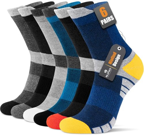 Niofind Cushioned Men Women Socks 6 Pairs, Breathable Cotton Socks | Anti-Blister, Anti-Odour and Moisture-Wicking with 78.6% Cotton; Multipack for Walking, Working, Cycling, Hiking