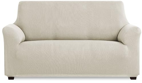 MAXIFUNDAS | Funda de Sofá Elástica 3 Plazas Color Marfil - Funda de Sofá Extrasuave, Antideslizante y Elástica - Funda Sofá Elástica Modelo Inca