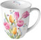 Ambiente Taza de té, taza de café, 0,4 l, tulipanes, hueso fino, porcelana, flores, taza con asa, tulipanes