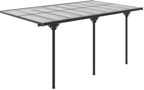 Outsunny 16.5' x 10' Outdoor Polycarbonate Pergola, Transparent UV Blocking Awning, Hardtop Deck Gazebo with Adjustable Posts and Height, Aluminum, Gray