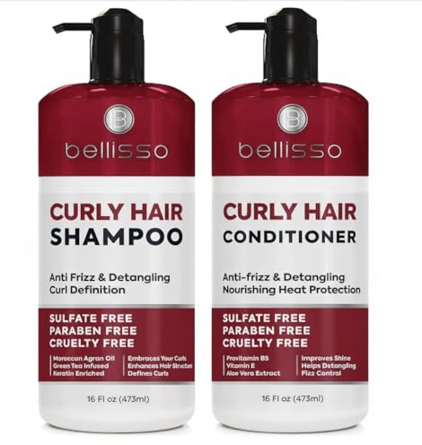 Curly Hair Shampoo and Conditioner Set - For Defining Wavy, Permed, Frizzy, Fine and Black Curls - Moisturizing, Sulfate Free Formula for Women and Men - Products are Safe for Color Treated Locks