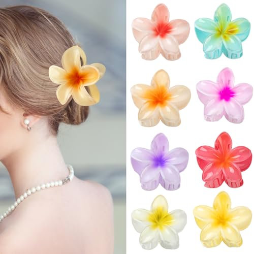 Blumen Haarklammern CNMTCCO 8 Stück Haarklammer Blume Starker Halt,Frauen,Anti-Rutsch Groß Haarklammer Blume 8 Farben Geeignet Für Dickes Haar Haarschmuck Für Frauen Und Mädchen