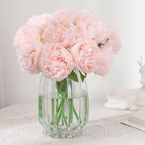 JOYHAZE 8 Pezzi Fiori Artificiali Peonie (Senza Vaso), Fiori Finti in Seta a Stelo Singolo per Matrimonio, Decorazione per Casa, Ufficio, Festa, Finestra, Centrotavola, Composizioni Floreali Fai-da-Te