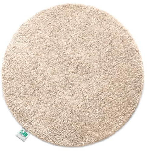 Floordirekt Badematte Sky, Badteppich in Rund, Dichtes, Flauschiges Wohlgefühl für Ihr Zuhause, Badvorleger rutschfest waschbar, schadstoffgeprüft (Beige, 120 cm (Rund))