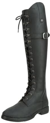 SUEDWIND© Leder Reitstiefel für Damen »Longford All Year Waterproof« – Stiefel zum Reiten – Polo-Schnürung, Reißverschluss & Ortholite®-Innensohle – schwarz – Gr. 39 - Wide/Regular