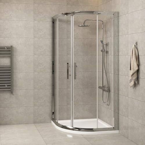 1000 x 1000mm Quadrant Shower Enclosure with Shower Tray Double Sliding Cubicle Door 6mm Toughened Safety Glass