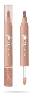 Pupa Vamp! Marker Duo Pintalabios + brillo de labios con ácido hialurónico – 3 en 1 para definir, rellenar y colorear, contorno de labios, disponible en 9 colores (001 Watery Nude)