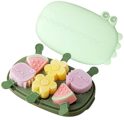 TYXHXTF Moldes Helados Silicona, 6 Cavidades Moldes para Helados con 6 Palos Reutilizable Juego de Moldes para Polos, para Helados DIY Chocolate Postre congelado