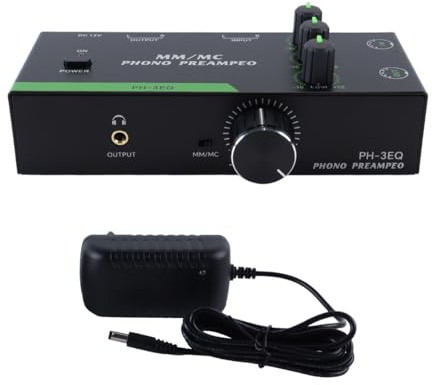 Riven MM MC Phono Preamplificador 3 Bandas EQ Ganancia Ajustable 5 Pin XLR Entrada Salida Tocadiscos Amplificador
