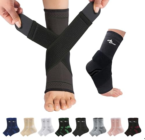 ABIRAM JUPITER Foot Sleeve (Pair) with Compression Wrap, Ankle Brace For Arch, Ankle Support, Football, Basketball, Volleyball, Running, For Sprained Foot, Tendonitis, Plantar Fasciitis