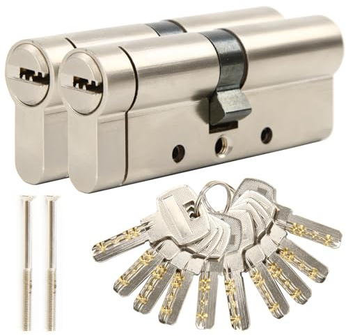 SEPOX® Brass Anti-Snap Euro Cylinder Lock 90mm (45/45) 2PK Keyed Different | For UPVC Composite Front Door Patio. 2PK Keyed Different Euro Cylinder Lock. Drill Pick Bump Resistant Brass Barrel. 10 Keys