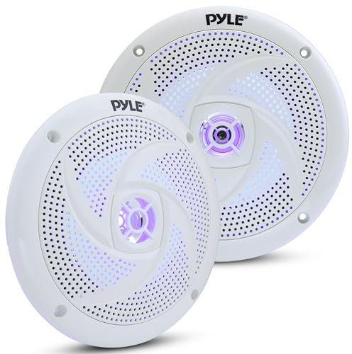 Altoparlanti marini impermeabili a basso profilo, 240 W, 16,5 cm, 2 vie, 1 paio, stile sottile, impermeabili, resistenti alle intemperie, sistema audio stereo per esterni, con luci LED blu