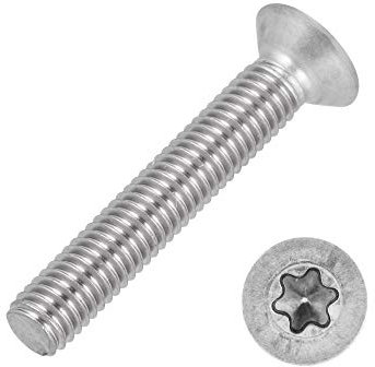 Tornillos de cabeza avellanada Torx M6 x 50 mm, rosca completa, ISO 14581, DIN 965 TX, acero inoxidable, M6 x 50 mm, 10 unidades