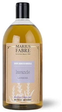 MARIUS FABRE Savon Liquide de Marseille - à l'Huile d'Olive - Mains & Corps - Plus de 98% d'ingrédients d'origine naturelle - Parfum Lavande - 1L