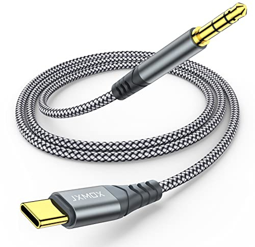 JXMOX USB C to 3.5mm Audio Aux Jack Cable (4ft), Type C to 3.5mm Headphone Car Stereo Cord Compatible with iPhone 17 16 15 Pro Max Air, Samsung Galaxy S25 S24 S23 S22 S21 Note 20, Pixel 9 8, iPad Pro
