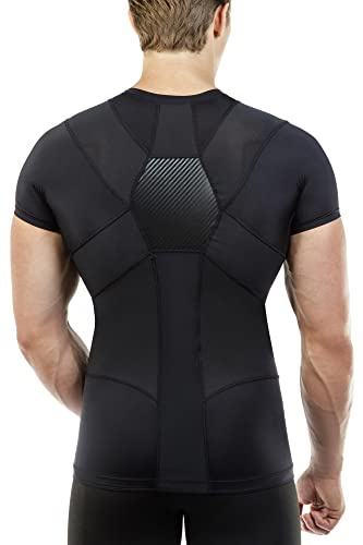 Relaxsan Posture 4070-RP (Black XXL) T Shirt, Back Straightener Posture Corrector for Man, Lumbar Support, Breathable