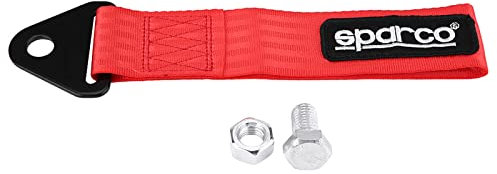 Sparco Universal High Strength Tow Rope for Racing Car Front Rear Bumper Towing Hook (Red)