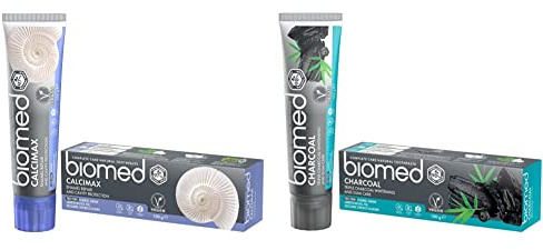 Biomed Calcimax Natural Toothpaste with Calcium for Enamel Restoration and Cavity Protection, Mint - 100 g (Pack of 1) & Charcoal Natural Toothpaste (Pack of 1)