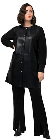 Ulla Popken Damen große Größen Übergrößen Plus Size Wendeweste, Nappa-/Verlourslederoptik, Rundhals, ärmellos schwarz 50+ 814350130-50+