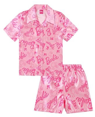 Barbie Ladies Short Satin Pyjama Set Two Piece Pyjamas for Women Silk Satin sizes 8-20