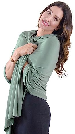 Happyluxe Schal für Damen, vielseitiger Wickelschal für Damen, Wickelschal, Pashmina, Reisegeschenke für Frauen, Öko-Kaschmir, Salbeigrün, Klassisches Jersey, Salbeigrün, EinheitsgröÃŸe