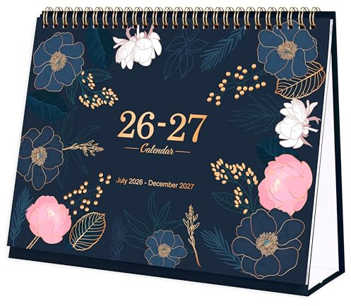 Desk Calendar 2026-2027 (July 2026 - Dec 2027), 18-Month Mid-Year Start Calendar with UK Holidays, Large Boxes& Memo Page for Office Workers, Students & Family Organization