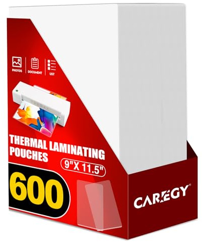 CAREGY 600 Pack Laminating Sheets,Holds 8.5 x 11 Inch Sheets,Thermal Laminating Pouches, 3 Mil, 9 x 11.5 Inches Lamination Sheet Paper for Laminator, Round Corner Letter Size