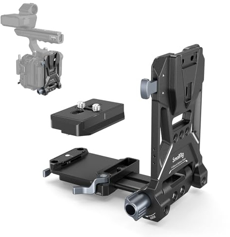 SMALLRIG Foldable V Mount Battery Plate w/QR Plate for Arca, for Sony FX3 / A7 V / A7 IV / A7S III, for Canon R5 / R6, for Nikon Z8, Compact Camera Video Rig, for NEEWER V Mount Battery PS099E
