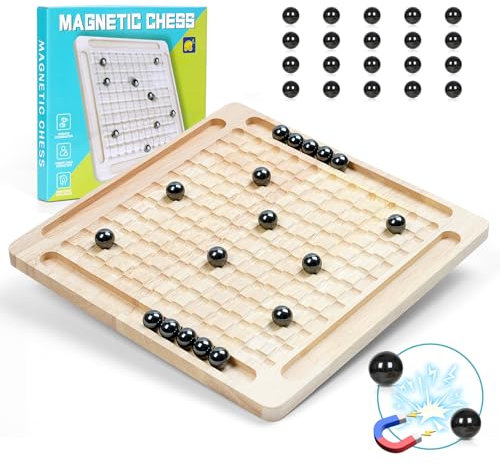 Schachbrett Magnetisch, Magnetic Chess Game, Magnetisches Schachspiel Brettspiel, Schach Set, Tragbares Chess Board für Erwachsene Kinder Party Reisen (Hölz-Verbessertes Modell)