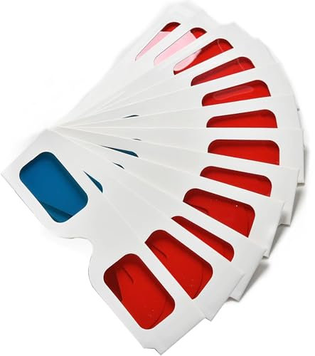 HAICN Lot de 12 Lunettes 3D en Papier Rouge et Bleu avec Cadre en Carton anaglyphe, Vue vidéo virtuelle 3D pour Films, télévision, Images Internet