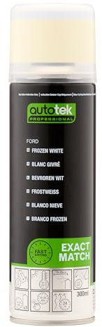AutoTek Professional Exact Match Car Spray Paint, Ford Frozen White Aerosol Spray, 300 ml