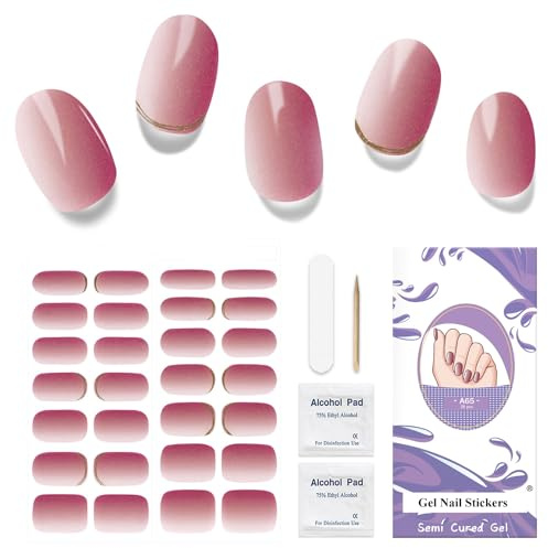 Uñas de Gel Pegatinas - 28Pcs Uñas Gel Semicurado Envoltura Completa Pegatinas de Envoltura de Uñas Autoadhesivas Con Lima de Uñas y Palo Uñas Para Arte de Uñas DIY Requiere Lámpara UV/LED