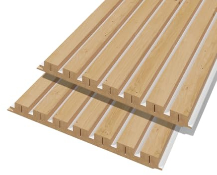 FORESTEA Lot de 2 Panneaux tasseaux MDF chêne Clair sur Fond Blanc 2500 x 300 x 20 mm-1,435 M2 PEFC 70%