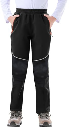 Zoofly Pantalon de Ski pour Enfants Pantalon Thermique Imperméable en Softshell pour Garçons et Filles Doublé de Polaire Chaude