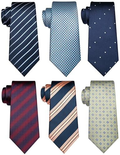 JEMYGINS Mens Striped Tie Casual Business Work Necktie 6PCS Set(11)